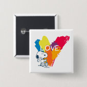 Badge Carré 5 Cm Snoopy | Rainbow Love Heart (Devant & derrière)