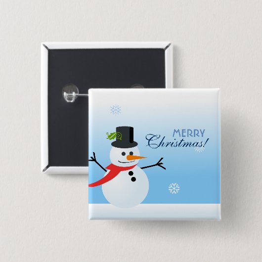 Badge Carré 5 Cm Snowman (Devant & derrière)