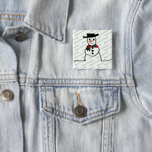 Badge Carré 5 Cm Snowman (En situation)