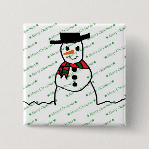 Badge Carré 5 Cm Snowman