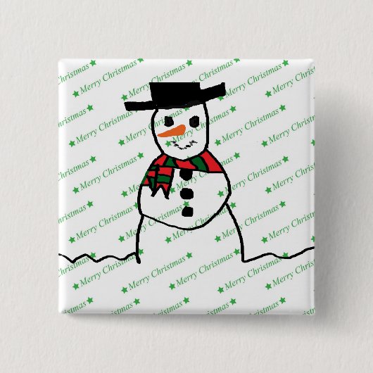 Badge Carré 5 Cm Snowman (Devant)