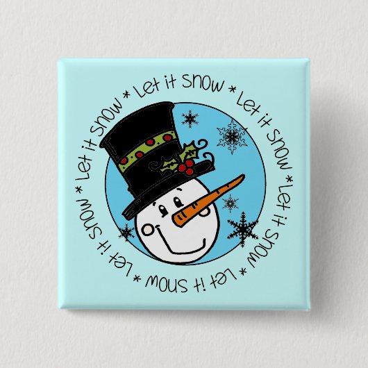 Badge Carré 5 Cm Snowman Laisser Neige (Devant)