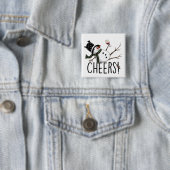 Badge Carré 5 Cm Snowman Wine Christmas Funny Drinking Wine Santa  (En situation)