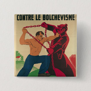 Badge Carré 5 Cm Socialisme contre le Bolshevism pour un libre
