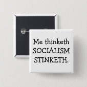 BADGE CARRÉ 5 CM SOCIALISME STINKETH (Devant & derrière)