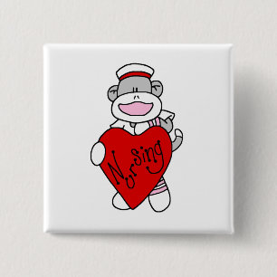 Badge Carré 5 Cm Sock Monkey I Love Nursing T-shirts et cadeaux