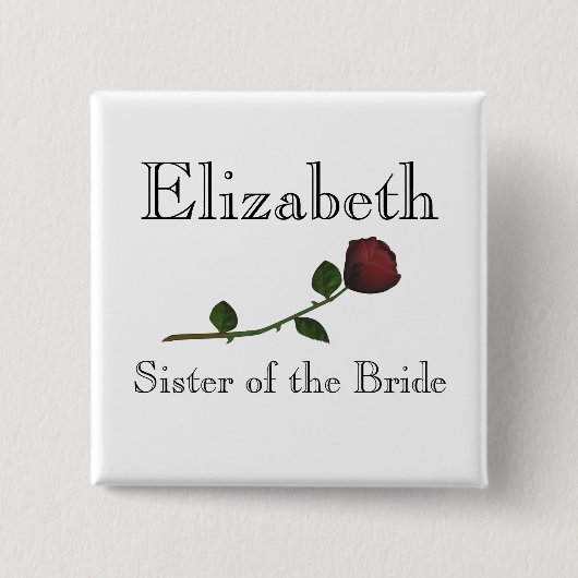Badge Carré 5 Cm "Soeur de la jeune mariée" - rouge longtemps (Devant)