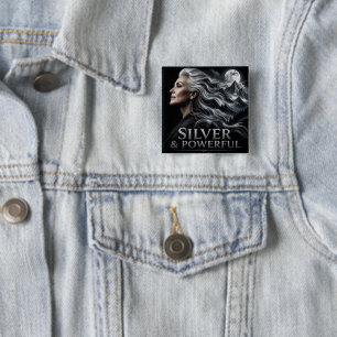 Badge Carré 5 Cm Sœurs Argentées et Puissantes Fierté des Cheveux G