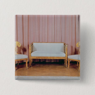 Badge Carré 5 Cm Sofa et deux chaises, bouleau karélien, 1810-20