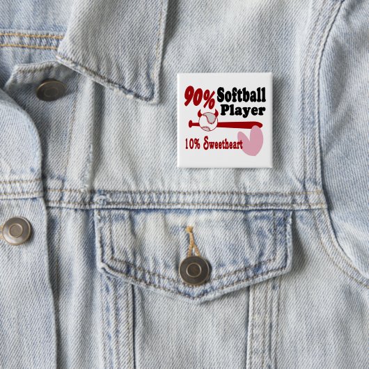 Badge Carré 5 Cm Softball Sweetheart (En situation)