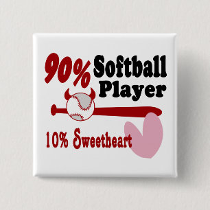 Badge Carré 5 Cm Softball Sweetheart