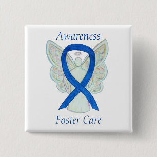 Badge Carré 5 Cm Soins d'appoint Angel Blue Sensibilisation Ruban P