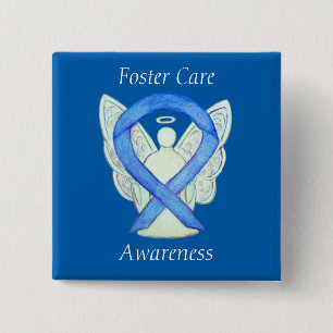 Badge Carré 5 Cm Soins d'appoint Angel Blue Sensibilisation Ruban P