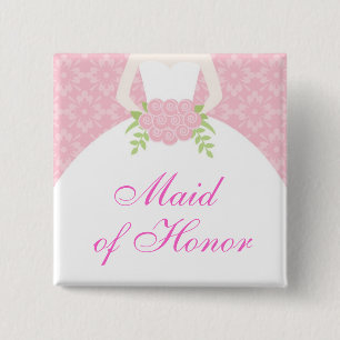 Badge Carré 5 Cm Soirée de mariée rose Mariage