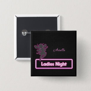 Badge Carré 5 Cm Soirée féminine personnalisée avec fée brillante