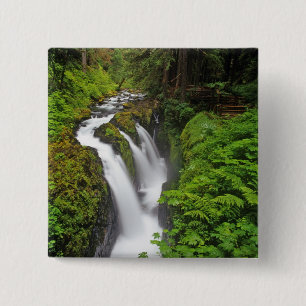 Badge Carré 5 Cm Sol Duc Falls dans le Parc national Olympique en