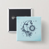 Badge Carré 5 Cm Soleil et Lune (Devant & derrière)