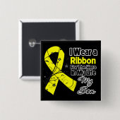 Badge Carré 5 Cm Son héros dans My Life Sarcoma (Devant & derrière)