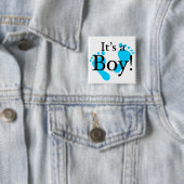 Badge Carré 5 Cm Son un garçon - bébé, nouveau-né, célébration (En situation)