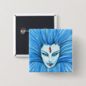Badge Carré 5 Cm Sorcière bleue (Devant & derrière)
