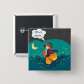 Badge Carré 5 Cm Sorcière mignonne (Devant & derrière)