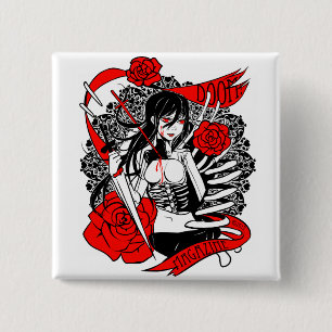 Badge Carré 5 Cm SORT MALHEUREUX ! La magazine "roses" ajustent le