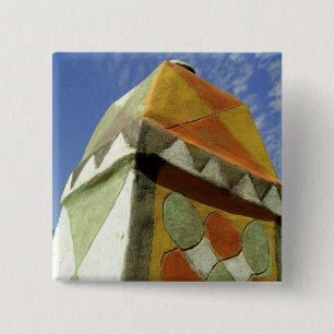 Badge Carré 5 Cm Soudan, Nord (Nubie), Toit décoré