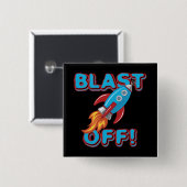 Badge Carré 5 Cm Soufflez le bateau de Rocket (Devant & derrière)