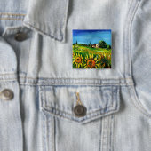 BADGE CARRÉ 5 CM SOUFFRANCES ET CAMPAGNE EN TOSCANE (En situation)