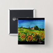 BADGE CARRÉ 5 CM SOUFFRANCES ET CAMPAGNE EN TOSCANE (Devant & derrière)