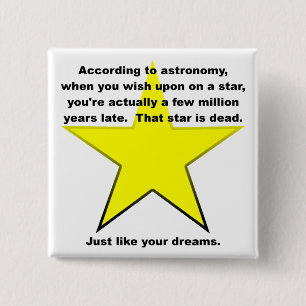 Badge Carré 5 Cm Souhait sur un insigne drôle de bouton d'étoile