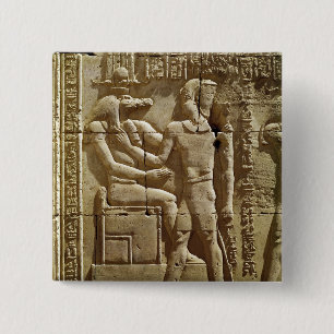 Badge Carré 5 Cm Soulagement de Sobek et de Ptolémée VI Philometo