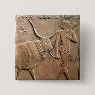 Badge Carré 5 Cm Soulagement dépeignant la principale vache rurale