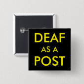 BADGE CARRÉ 5 CM SOURD COMME BOUTON DE COURRIER (Devant & derrière)