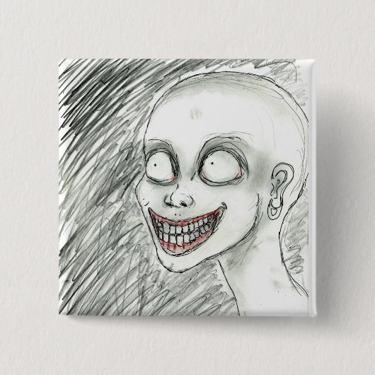 Badge Carré 5 Cm Sourire blanc (Devant)