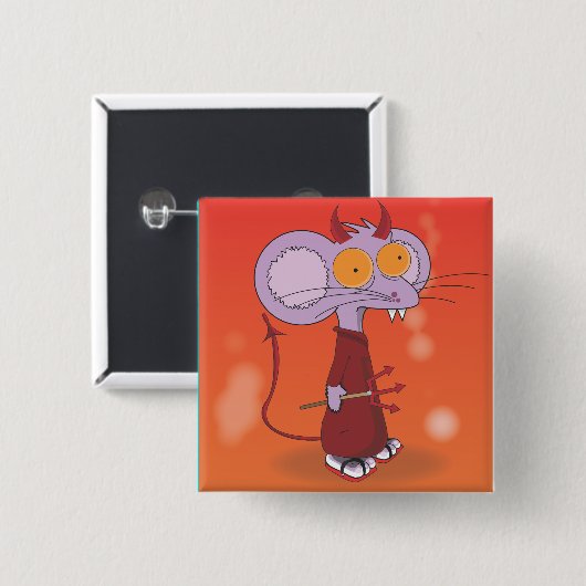 Badge Carré 5 Cm souris diabolique (Devant & derrière)