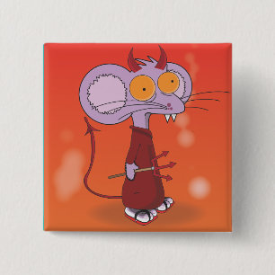 Badge Carré 5 Cm souris diabolique