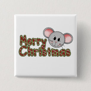 Badge Carré 5 Cm Souris Joyeux T-shirts de Noël et cadeaux