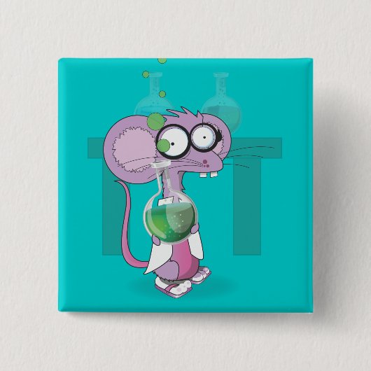 Badge Carré 5 Cm Souris Lab (Devant)