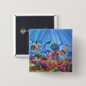 Badge Carré 5 Cm Sous la mer (Devant & derrière)