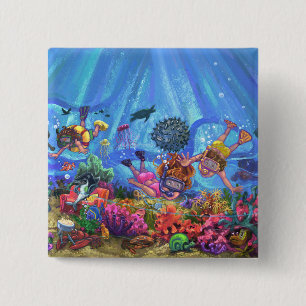 Badge Carré 5 Cm Sous la mer