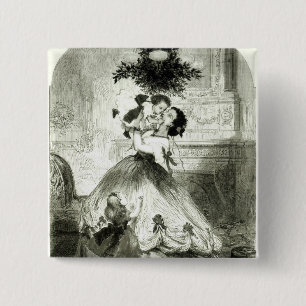 Badge Carré 5 Cm Sous le Mistletoe