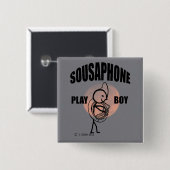 Badge Carré 5 Cm Sousaphone Play Boy (Devant & derrière)
