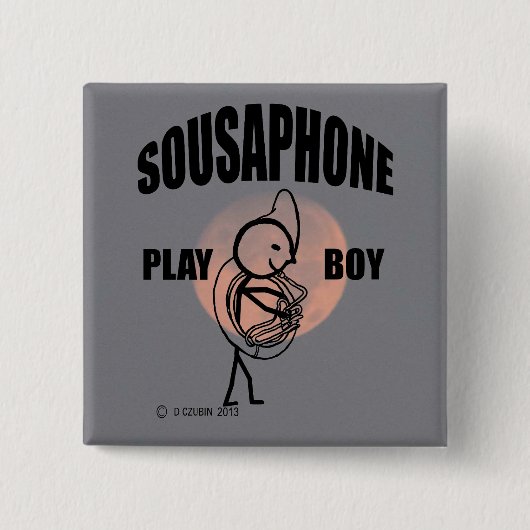 Badge Carré 5 Cm Sousaphone Play Boy (Devant)
