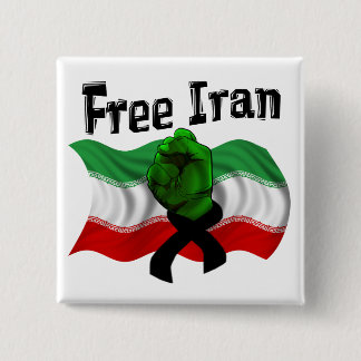 Badge Carré 5 Cm Soutenez la vague verte, Iran libre