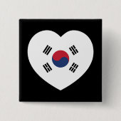 Badge Carré 5 Cm South Korea Flag Heart (Devant)