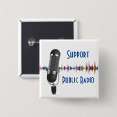 Badge Carré 5 Cm Soutien de la radio publique (Devant & derrière)