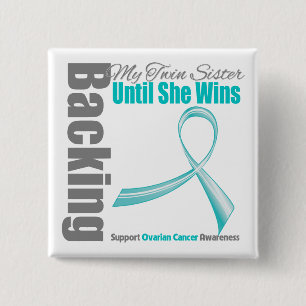 Badge Carré 5 Cm Soutien de mon Cancer ovarien de soeur jumelle