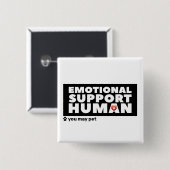 Badge Carré 5 Cm Soutien émotionnel Coeur et empreinte de patte hum (Devant & derrière)