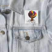 Badge Carré 5 Cm Soyez bouton heureux (En situation)